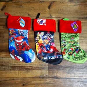 Marvel and Cartoon Character Christmas Stockings - Spiderman, TMNT, Transformers